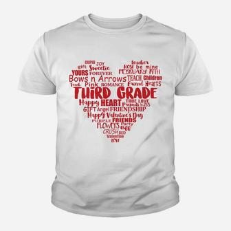 3rd Grade Teacher Valentine Heart Gift Third Grade Kid T-Shirt - Seseable