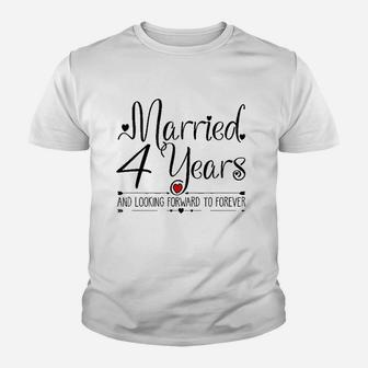 4th Wedding Anniversary Gifts For Her Just Married 4 Years Kid T-Shirt - Seseable