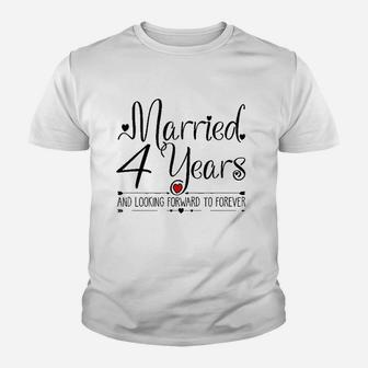 4th Wedding Anniversary Gifts For Her Just Married 4 Years Kid T-Shirt | Seseable CA
