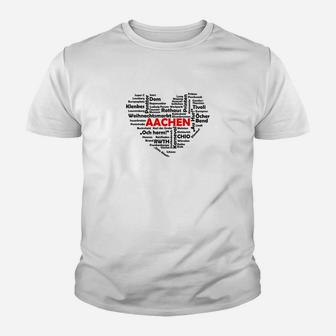 Aachen Stadt Silhouette Herren Kinder Tshirt in Weiß, Urban Design Tee - Seseable