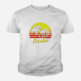 Aruba 80s Tropical Summer Beach Palm Tree Sunset T-shirt Kid T-Shirt