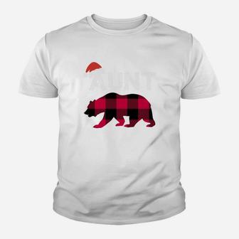 Aunt Christmas Bear Plaid Matching Family Christmas Kid T-Shirt - Seseable