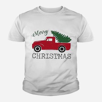 Baby Girl Boy Merry Christmas Cute Red Truck Tree Print Kid T-Shirt - Seseable