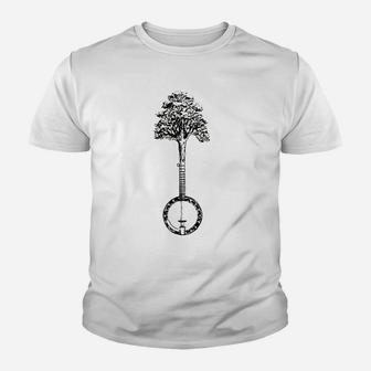 Banjo Tree Minimalist Design Vintage Nature And Music Graphic Kid T-Shirt - Seseable