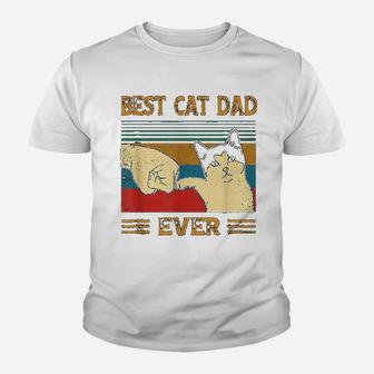 Best Cat Dad Ever Bump Fist Funny Cat Daddy Gift Vintage Kid T-Shirt - Seseable