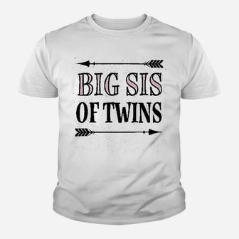 Big Sis Of Twins Sister Announcement Kid T-Shirt - Seseable