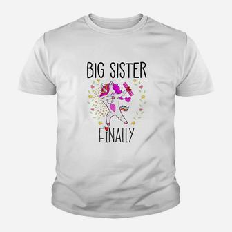 Big Sister Finally Unicorn To Be A Big Sister Again Girls Kid T-Shirt - Seseable