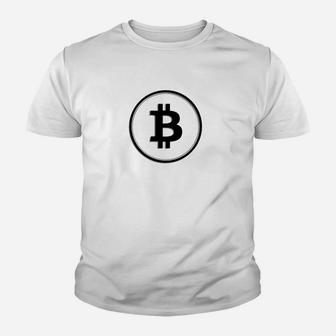 Bitcoin Logo Unisex Kinder Tshirt in Weiß, Krypto Mode - Seseable