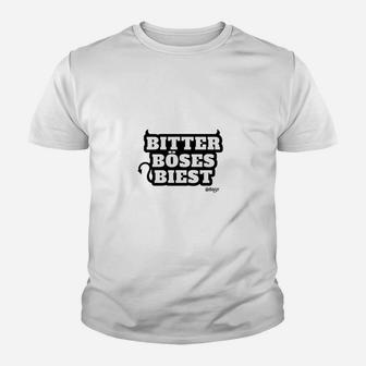 Bitter Boss Biest Statement Kinder Tshirt in Weiß, Lustiges Damen Tee - Seseable
