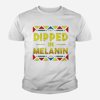 Black History Dipped In Melanin Proud African Roots Kid T-Shirt - Seseable