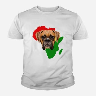 Black History Month African Map Boxer Gift For Pet Lovers Proud Black Kid T-Shirt - Seseable