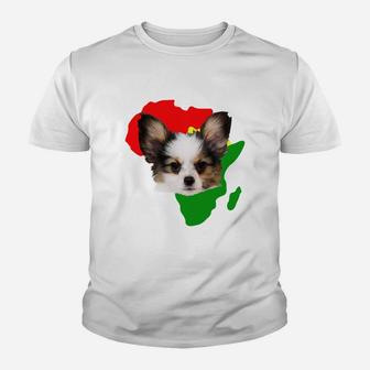 Black History Month African Map Papillon Gift For Pet Lovers Proud Black Kid T-Shirt - Seseable