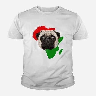 Black History Month African Map Pug Gift For Pet Lovers Proud Black Kid T-Shirt - Seseable