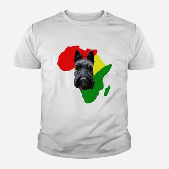 Black History Month African Map Scottish Terrier Gift For Pet Lovers Proud Black Kid T-Shirt - Seseable