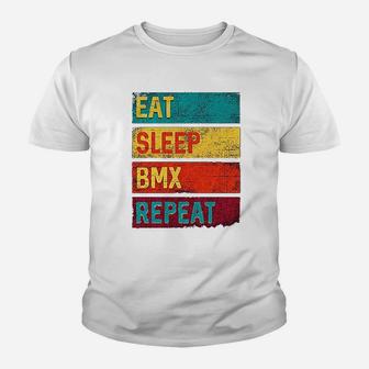 Bmx Biking Motocross Eat Sleep Bmx Repeat Kid T-Shirt - Seseable