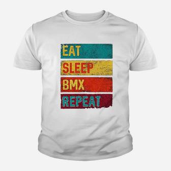 Bmx Biking Motocross Eat Sleep Bmx Repeat Kid T-Shirt - Seseable