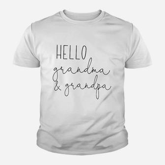 Bump And Beyond Designs Hello Grandma And Grandpa Pregnancy Announcement Kid T-Shirt - Seseable