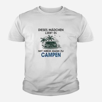 Camping Liebe Damen Kinder Tshirt, 'Mädchen liebt Mann Campen' Motiv - Seseable