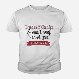 Can Not Wait To Meet Grandparents Pregnancy Announcement Kid T-Shirt - Seseable