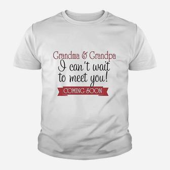 Cant Wait To Meet Grandparents Pregnancy Announcement Onepiece White Kid T-Shirt - Seseable