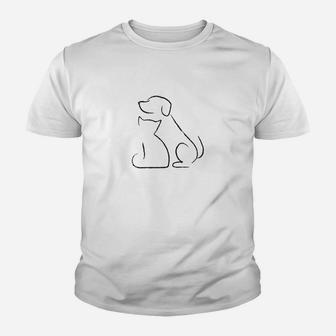 Cat And Dog Outline Minimalist Pe Kid T-Shirt - Seseable