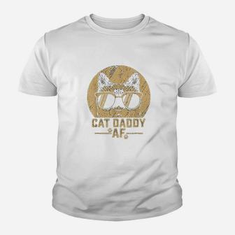 Cat Daddy Af Vintage Cat Dad Head Funny Fathers Day Gift Kid T-Shirt - Seseable