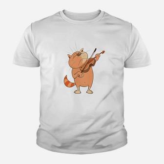 Cat Violinist Funny Cat Playing Violin For Musicians Kid T-Shirt - Seseable