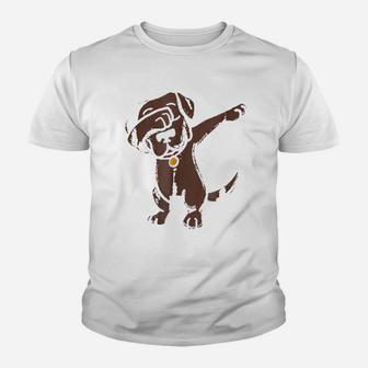 Chocolate Lab Dabbing Funny Dog Dab Kid T-Shirt - Seseable