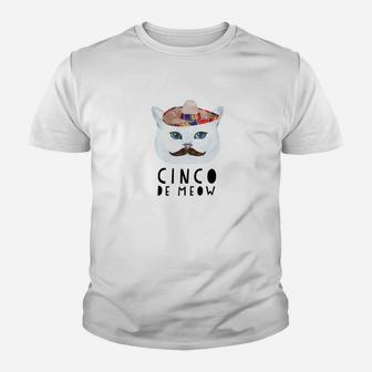 Cinco De Meow Funny Mexican De Mayo Cat Kid T-Shirt - Seseable