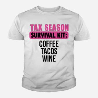 Coffee Tacos Wine Accountant Bookkeeper Funny Gift Kid T-Shirt - Seseable