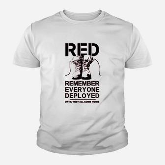 Combat Boots Red Friday Remember Everyone Deployed Kid T-Shirt - Seseable