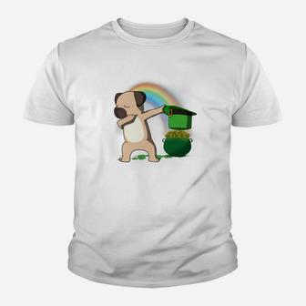 Dabbing Pug Dog Leprechaun St Patricks Day Lucky Kid T-Shirt - Seseable
