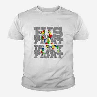 Dad His Fight Awareness Gift Kid T-Shirt - Seseable