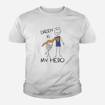 Daddy Is My Hero Kids Drawing, dad birthday gifts Kid T-Shirt - Seseable