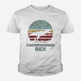 Daddysaurus Rex Trex Sunset Dinosaur Fathers Day Kid T-Shirt - Seseable