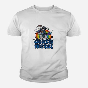 Death Metal Musik Einhorn Pony Rainbow Kinder T-Shirt - Seseable