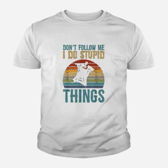 Dont Follow Me I Do Stupid Things Wingsuit Skydiving Kid T-Shirt - Seseable
