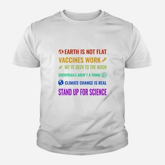 Earth Is Not Flat Vaccines Work Kid T-Shirt - Seseable