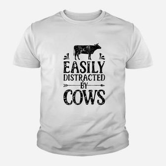 Easily Distracted By Cows Cow Men Women Gifts Farmer Kid T-Shirt - Seseable
