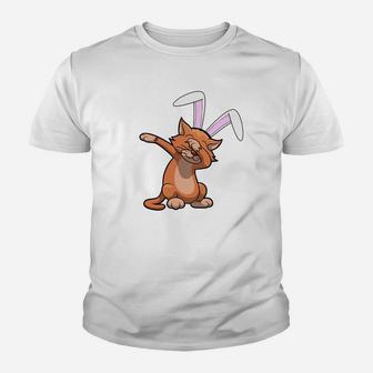 Easter Dabbing Cat Bunny Ears Boys Girls Kids Gift Kid T-Shirt - Seseable