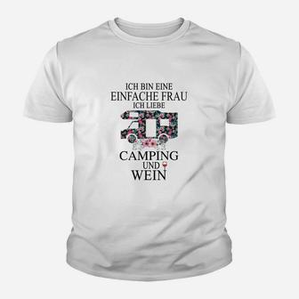 Einfache Frau Camping & Wein Damen Kinder Tshirt mit Wohnmobil-Muster - Seseable