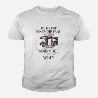 Einfache Frau Wohnmobil & Wein Liebhaber Damen Kinder Tshirt in Weiß - Seseable
