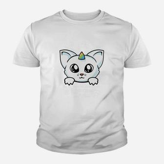 Einhorn-Kätzchen Design Unisex Kinder Tshirt in Weiß - Seseable