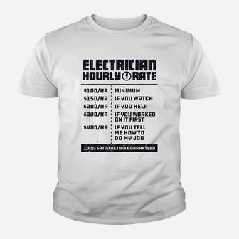 Electrician Hourly Rate Funny Lineman Dad Vintage Gifts Kid T-Shirt - Seseable