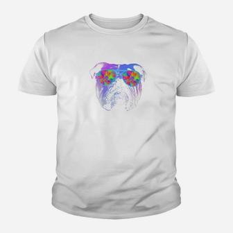 English Bulldog Neon Color English Bulldog Gift Kid T-Shirt - Seseable
