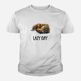 Entspanntes Faultier Lazy Day Kinder Tshirt in Weiß, Gemütliches Freizeitshirt - Seseable