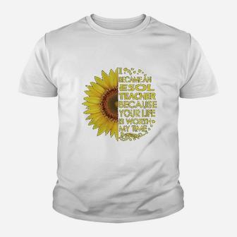 Esol Teacher Sunflower Teachers Day Kid T-Shirt - Seseable