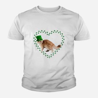 Exotic Shorthair Heart Paw Leprechaun Hat Irish St Patricks Day Gift For Cat Lovers Kid T-Shirt - Seseable
