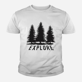 Explore Pine Trees Outdoor Adventure Cool Kid T-Shirt - Seseable