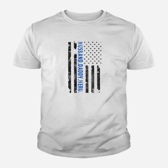 Fathers Day Gift For Police Officers Husband Daddy Hero Kid T-Shirt - Seseable